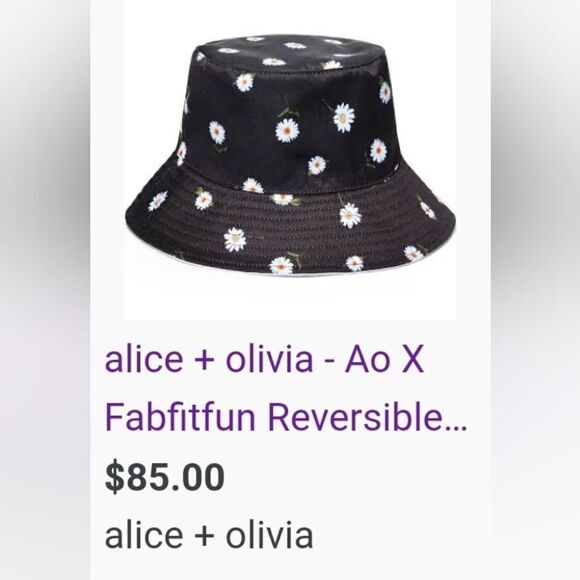 NWT - Alice + Olivia's Ao X Fabfitfun Reversible Bucket Hat In Daisy Print - Picture 16 of 16
